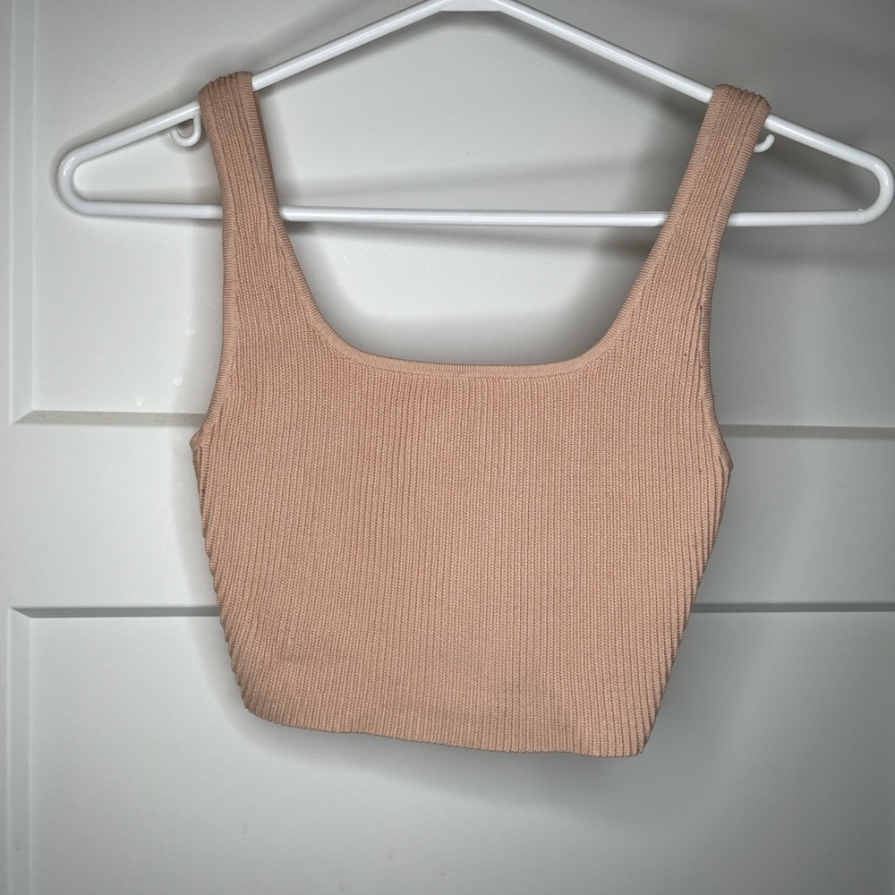 Babaton Beige Ribbed Tank Top - Picture 4 of 6